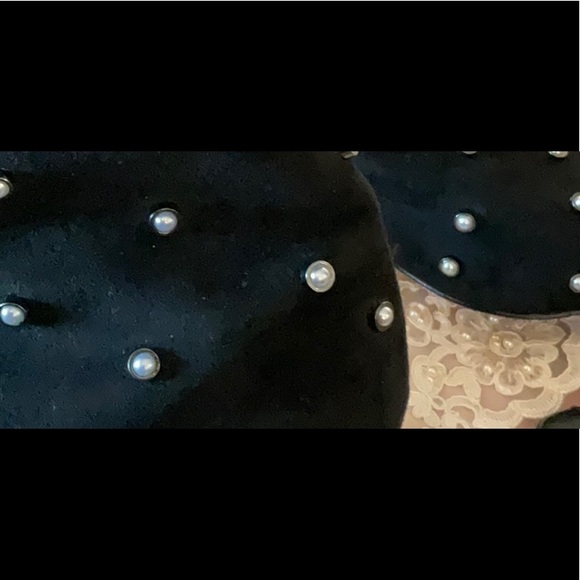 Louis et Cie- kitten Black bootie pearl studs in gold setting 10 42 leather sole - Picture 11 of 13